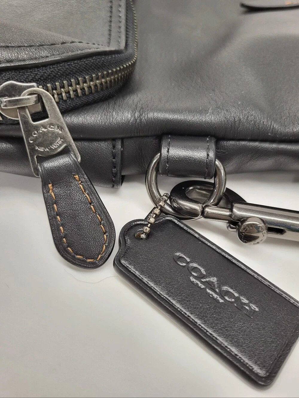 Coach Graham Foldover Tote F50712 Black Leather Convertible Crossbody